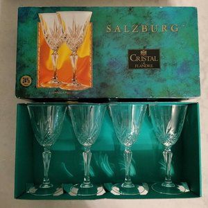 Set of 4 Cristal d'Arques France Bergerac Lead Crystal Wine Glasses New In Box